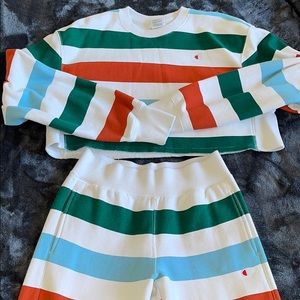 Striped Matching Champion Sweat suit